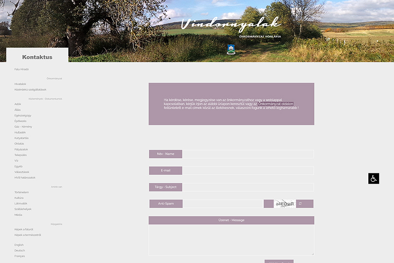 Website of a Hungarian village <br /> Contact